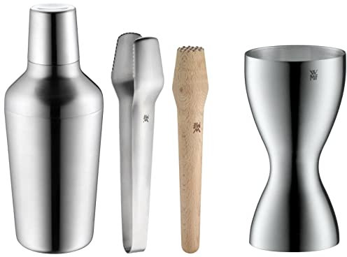 WMF Matroschka Cocktail Set 5-teilig, Barset mit Edelstahl Cocktail Shaker 700ml, Barmaß, Cocktail Sieb & Loft Barmaß, mit 2 Einheiten, 2 cl und 4 cl, kleiner Messbecher für exaktes Dosieren