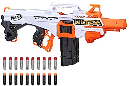 NERF Ultra Select vollmotorisierter Blaster, Distanz- oder Präzisionsschüsse, mit Magazinen und Darts, nur mit NERF Ultra Darts kompatibel