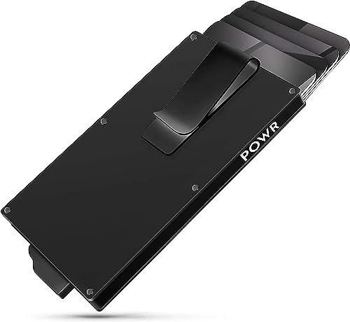 POWR Porte-Carte RFID pour Homme - Porte-Carte en Métal Minimaliste, Fin - Porte Carte - Porte Carte Bancaire - Protecteur de Carte sans Contact, avec Pince à Billets
