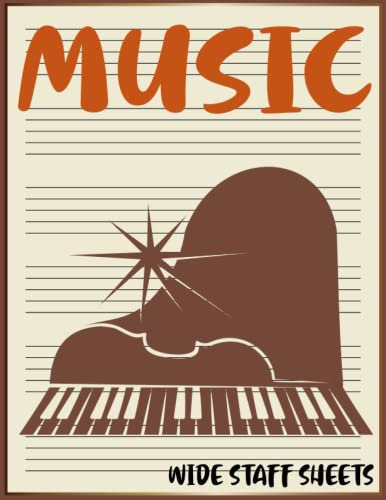 Musical Staff Notebook: Composing Template for Music Writing And Practicing, 6 Wide Staves Per Page, Abstract Grand Piano Design