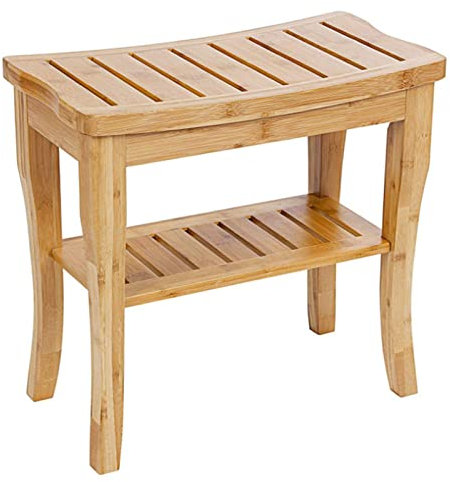 EEUK Duschhocker Holz wasserfest, Badezimmer hocker Bambus Sitzbank Bad für Senioren Behinderte Anti-Rutsch-Badesitz Duschhocker Badewanne Spa, in Innen- und Außen