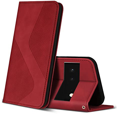 ZONNAVI Cover per Google Pixel 6 PRO, Flip Custodia Pelle PU con [Slot Cart] [Supporto Stand] [Magnetica], Cover a Libro Portafoglio per Google Pixel 6 PRO (Rosso)