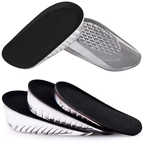 Olukssck 1 paire de Semelles de Talon d'augmentation la Hauteur en Gel, Talonnette Grandissante Invisibles pour Homme et Femme, Absorption des Chocs(L pour Homme, Hauteur: 1 cm, noir)