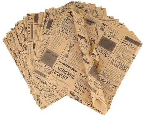 100 Blatt Einweg Lebensmittelverpackungspapier Deli Papierblätter Fettdichtes Papier Lebensmittel Wachspapier Lebensmittelverpackung Papier für Sandwiches, Pommes Frites, Burger, Kuchen