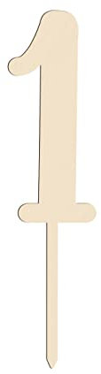 Alsino Cake Topper Zahlen Holz 0-9 Geburtstag Tortendeko Kuchenstecker Cupcake - Höhe ca. 20 cm inkl. Stecker, feinste Gravur, Zahl 1