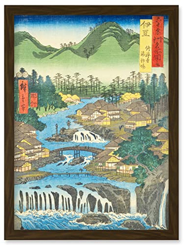 Artery8 The Hot Springs of the Shuzen Temple Izu Province Utagawa Hiroshige Japanese Woodblock Artwork Framed Wall Art Print A4