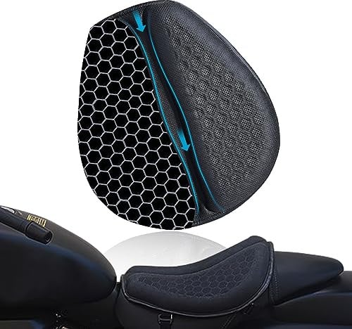 CHCYCLE Motorcycle Seat Cushion, Motorcycle Gel Seat Pad with 3D Honeycomb Shock-Absorbing Breathable Seat Cover