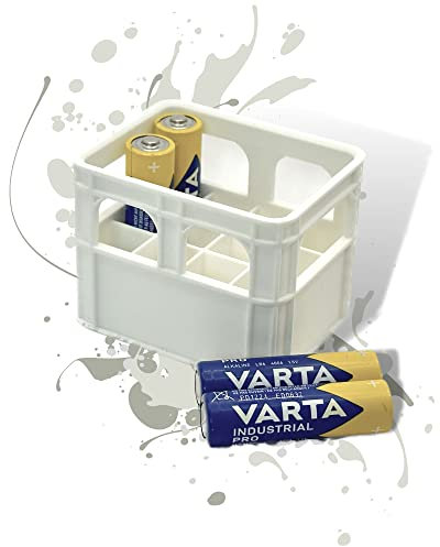 Batterie Bier Kasten Batteriekasten Batteriekiste Batteriebox Aufbewahrungsbox Minikiste Minibox für Aufbewahrung von Batterien AA, AAA, 9V, Leerkiste - 3D gedruckt (AA, Weiss)