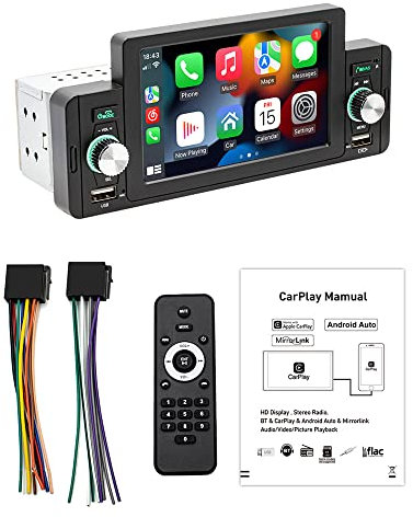 Irfora 5-Zoll-Autoradio MP5-Player BT FM-Radioempfänger mit Carplay Android Auto-Unterstützung Freisprechfunktion USB-Aufladung/Wiedergabe Telefonverbindung Rückfahrhilfe Lenkradsteuerung