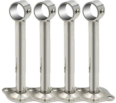 AYGCI Gardinenstange Halterung, 4 Stücke Edelstahl Wandhalter Deckenhalterung Vorhangstange Garderobenrohr Lever Schienenhalter Wandmontage Duschvorhang Hängen Stange Rohr Pole Auflageträger