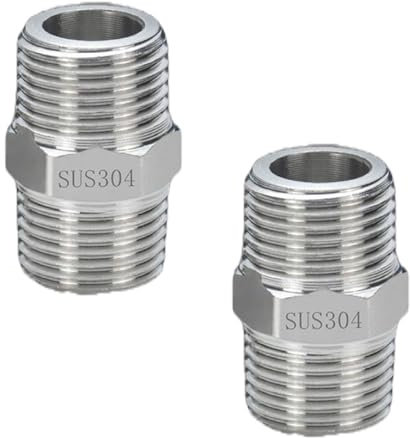 1/2 Zoll Schlauchanschluss 2 Stück Doppelnippel 1/2 Zoll Verlängerung Duschschlauch Adapter Edelstahl Doppelnippel 1/2 Doppelnippel Gewindefitting für Garten und Badezimmer