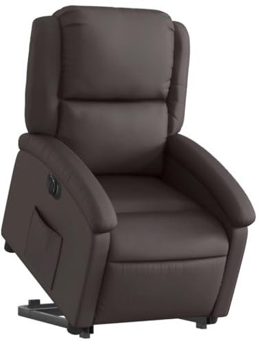 vidaXL Relaxsessel, Elektrisch Verstellbar Sessel mit Aufstehhilfe, Fernsehsessel Aufstehsessel mit Liegefunktion, Liegesessel Ruhesessel Polstersessel, Dunkelbraun Echtleder