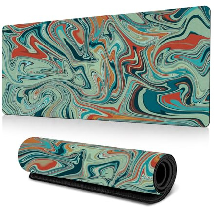 Treer Tapis de Souris XXL/XL/L, Tapis de Souris de Résistantà l'usure, Tapis de Souris Gamer avec Caoutchouc Base Antidérapante, Tapis Souris pour Gaming, Maisonet Bureau (900x400mm,Vert Rouge)