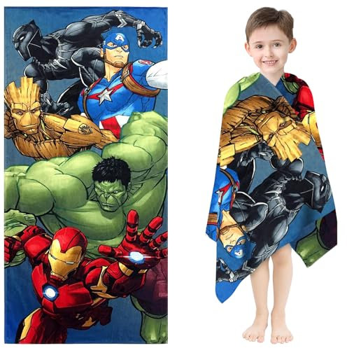 Ubephant Superhelden Badetuch, Strandtuch Superhelden für Kinder, 70 * 150cm Badelaken Superhero Handtuch Badetücher Superweich Super Saugfähig und Langlebig Reisen Urlaub Kinder Strandgeschenke