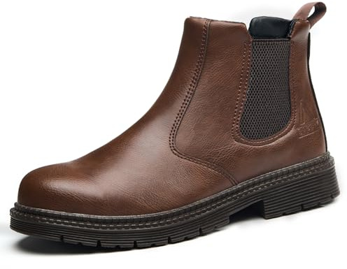 ZBVB Unisex-Adults Steel Toe Chelsea Boots, Men's Industrial Construction Shoes, Waterproof, Lightweight, Comfortable, Non-slip Safety Boots