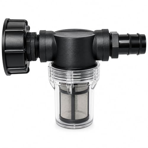 Conector de filtro de tanque IBC, conector de manguera de filtro de cubeta de lluvia IBC, accesorios de cubo adaptador de tanque IBC con salida de filtro (32 mm)