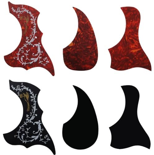 6 Stück Guitar Pickguard, selbstklebend Schlagbrett Scratchplate Ersatzteile Pickguard Schlagbrett Selbstklebende für Folkgitarre