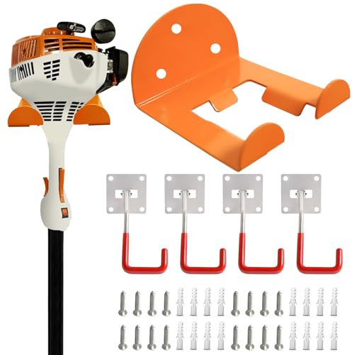 AUMEL Supporto da parete per deposito di 1 confezione di ganci per garage robusti+4 confezioni di ganci regolabili per troncatrice decespugliatore taglia siepe