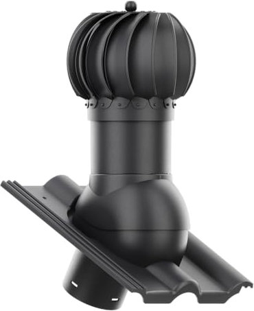 KRONO-PLAST Entlüfterkamin ROTOLINE 125 für Betondachziegel Brass Frankfurter, Benders Mecklenburger, ProDach - Doppelrömer Dachziegel Lüfter Dachlüfter (schiefergrau/Granit)