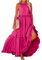 Robes de Plage Femme Été Robes de Soiree Élégant Tendance Dress Longue Couleur Unie Fluide à Volant Swing Robe de Cocktail Sexy pour Dîner und Prom Dresses Rose S