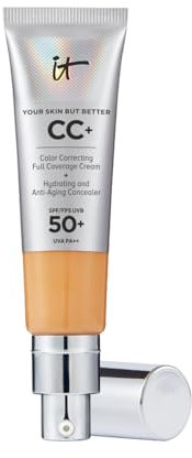 IT Cosmetics Your Skin But Better CC Cream LSF 50+, 32 ml, Hochpigmentierte Mehrzweck-Creme mit LSF 50, Getönte Anti-Aging-Tagescreme, Foundation, Concealer & Pflege in einem, Farbton Tan Warm