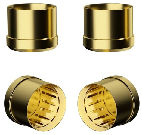 Preffair 4Pcs Copper RCA Chassis Dust Caps,RF, RFI, and EMI Shielded Female RCA Protective Caps Sockets Noise Stopper HiFi RCA Covers for DAC,Turntable,CD/DVD Player,Amplifier,etc (Gold Plating)