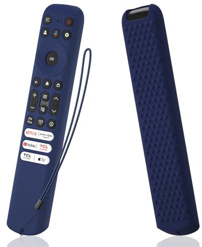 AKSHFETH Silicone Remote Cover for TCL RC813 FMB1/RC923 FMB3 Smart TV Remote Silicone Protective Case for TCL RC813 Remote Control Cover with Lanyard (dark blue)