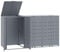 ** vidaXL Wheelie Bin Storage for 3 Bins - Grey Steel - 207x79x117 cm - Garden Trash Cover with Ventilation, Gas-Spring Lid, and Magnetic Doors