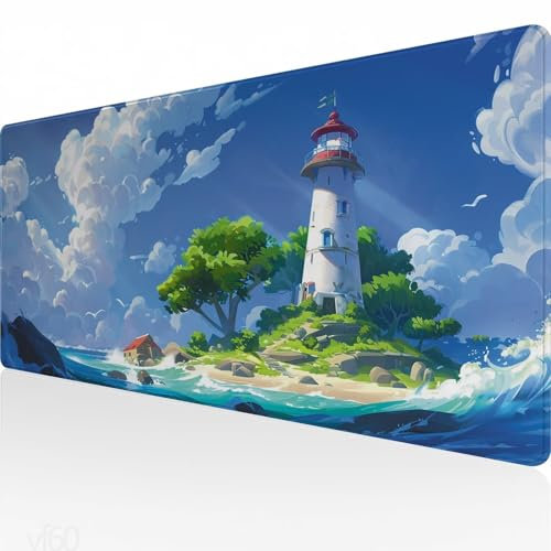 Tapis de Souris Ciel, 900x300x3mm Grand Tapis de Souris XXL Gaming, phare Tapis de Souris Gaming, Tapis de Bureau Antidérapant Étanche, Sous Main Bureau à Bords Cousus pour Gamer, Ordinateur, PC YF-60