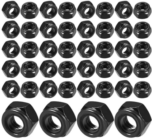 WeddHuis 50 Pezzi Dadi Autobloccanti M6 Dadi di Sicurezza Esagonali Metrici in Acciaio Inox (M6) (Nero)