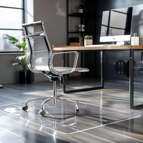 Nicoman Clear Chair Mat, Non-Slip Clear PVC Wooden Floor Protector Mat with Round Edge, Waterproof Protector Cover Floor Mat for Office Chairs - (114 x 120cm, Clear)