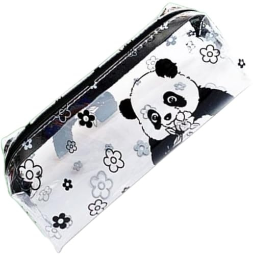 NJCXOLA Panda Mäppchen Teenager Mädchen Federtaschen Grün, Groß Etui Schule, Farbig Federmäppchen durchsichtig, Transparent Federmappen Damen, Stiftetasche Pencil Case Schulsachen Schlamppermäppche