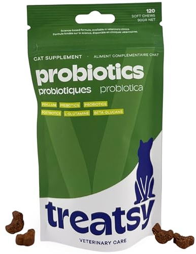 TREATSY Complément Alimentaire pour Chat Digestion - Contre diarrhée & Constipation - Pré- & probiotiques, psyllium - Recommandé par Les vétérinaires