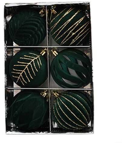 CNANRNANC Weihnachtskugeln (6 Stücke) Weihnachtsbaumschmuck, Kunststoff, Christbaumschmuck, Tannenbaumschmuck (Dunkelgrün)