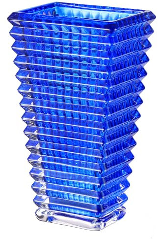 KAYLETIN Kristallvase, Blaue Glasvase für Blumen, große Glasvasen für Wohnzimmer, Schlafzimmer, Küche, Esstisch, Büro, Hochzeit, 28 cm