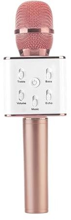 DRSYXCS Wireless Microphone for kids Adults, Bluetooth Microphone with Voice Changer, Portable Karaoke Mic Speaker Machine Singing Toy Compatible with iOS Android Devices for Party Home KTV(Rose Gold)