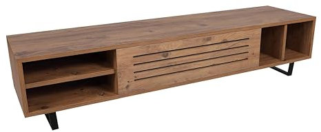 Oviala Meuble TV 160 cm Effet Bois foncé