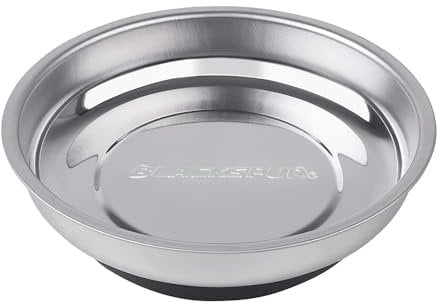 Magnetic Tray for Screws Bolts Metal Parts, 150mm Round Tray for Metal Parts, Stainless Steel | Black Base