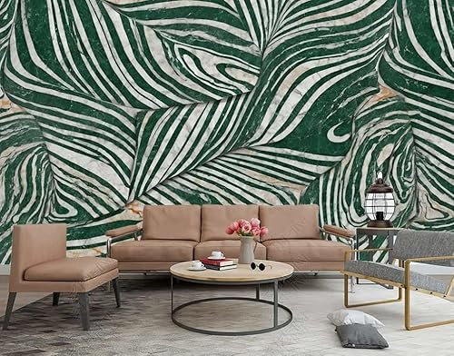 Fototapete 3d effekt tapete Edler grün gestreifter Marmor Vlies Tapeten Wandtapete Wohnzimmer Schlafzimmer Wand Dekoration Moderne450CM(B)*315CM(H)