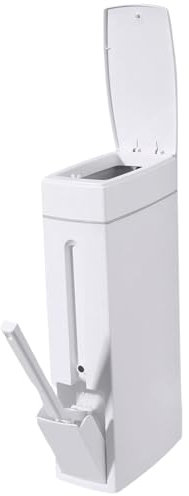 Bathroom Trash Can Set, 2-in-1 Bathroom Trash Bin and Toilet Brush Set with Lid, 4x8x17 Inch Rectangular Toilet Supplies