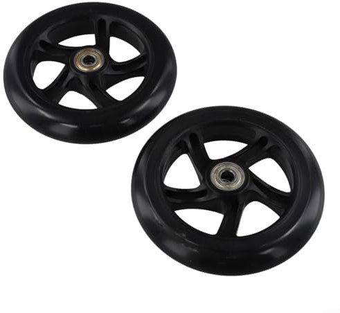 Fauhapyway Leise PU-Rollen-Ersatz, 2 Stück Roller-Räder mit Hochgeschwindigkeitslagern für Rollschuhe, Trolley, 125 mm - 200 mm Durchmesser (180 mm x 30 mm, schwarz)