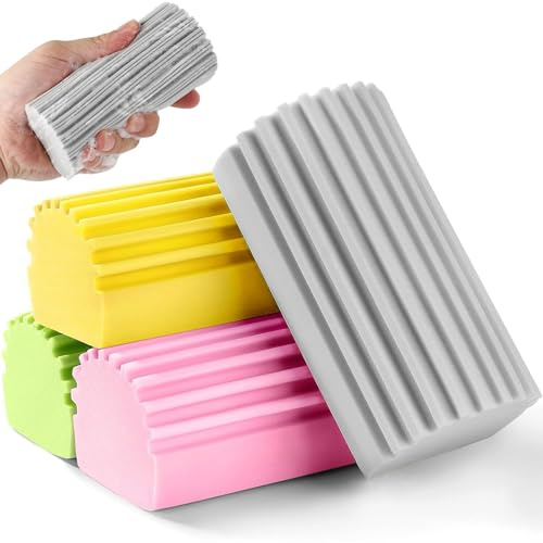 Spugne Polvere Riutilizzabili,4 Pezzi Spugna Dump Duster Umida Spolverino Spugna Magica per Polvere Assorbente per la pulizia domestica per Stoviglie,Fornelli,Pavimenti,Divani