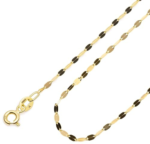 Amberta 9K 14K Goldkette Damen Echtgold | Goldene Halskette Damen Spiegelkette Gedrehte Popcorn Kette 40/45/50 cm