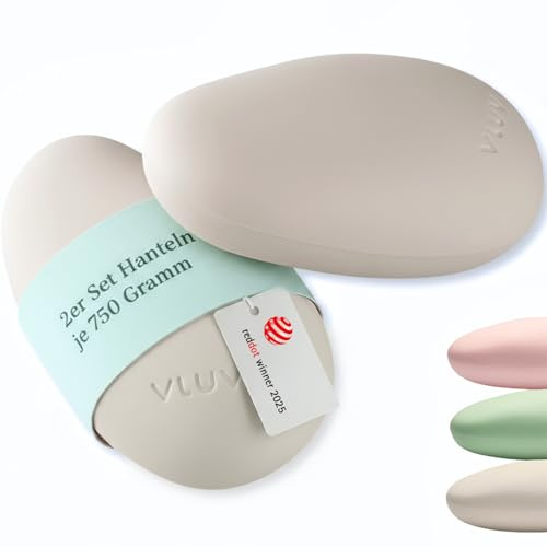 VLUV LIVT Toning Gewichte 750g - 2er Set [ergonomische Handgewichte mit rutschfester Silikonoberfläche] Kurzhanteln 2er Set - Hanteln Frauen Set - Gewichte Hantel Männer (Gravel)