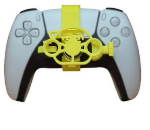 TDCuizent Mini volant de course pour manette de jeu PS5 avec jeu réaliste pour PlayStation 5 pour les amateurs de simulation (jaune)
