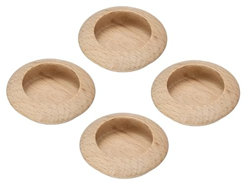 QUARKZMAN 4Pcs Maniglie A Scomparsa In Legno Incassate 1.45x1.45x0.43 | Per Porte Scorrevoli Fienile Armadio Cassetto, Maniglie A Scomparsa Rotondo, Design Incorporato