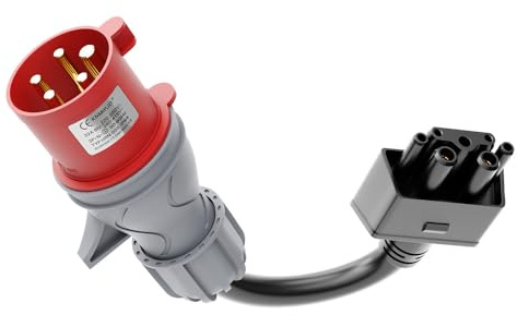 CEE-Tesla Adapter 5 Pin 32A, 0,3 m für Tesla Charger (UMC) | tesla mobile connector,Hochreines Kupfer, niedriger Widerstand, Flammhemmendes, Verlängerungskabel, Kompakter Ladeadapter