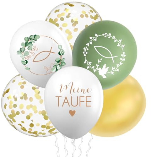 30 Stück Luftballons Taufe,Taufe Balloon Deko,Meine Kommunion Ballon,Eukalyptus Balloon