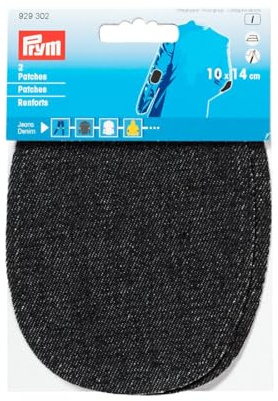 Prym 14 x 10 cm 2-Piece Denim Patches for Ironing/Sewing-On, Black