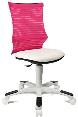 Topstar S'Neaker, mitwachsender Kinder-und Jugenddrehstuhl, Schreibtischstuhl für Kinder, Stoff, Rosa/Weiß